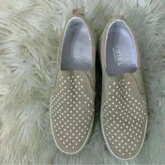DANIEL Scilla Nude Suede Pearl Embellished Flatform Trainer sz 6 - Picture 8 of 13